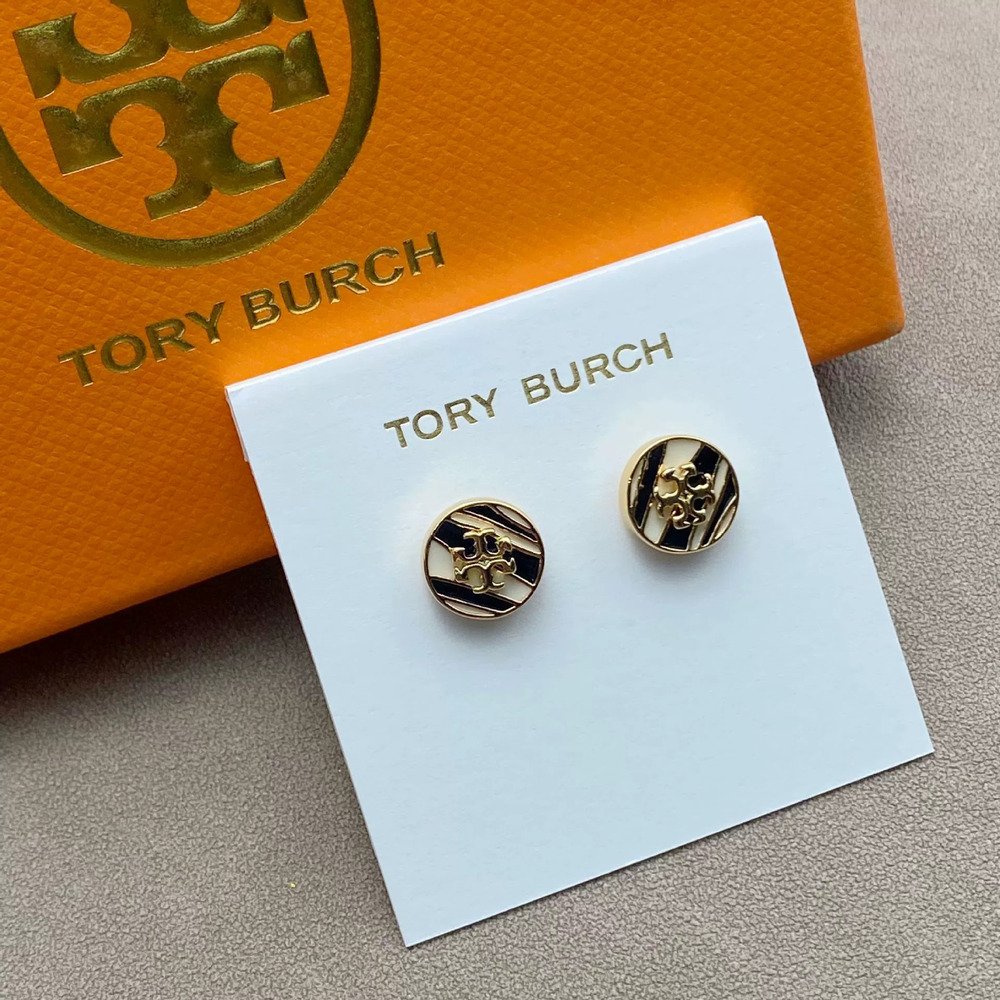 Tory Burch Inlaid Enamel Letter Earrings Necklace Set
